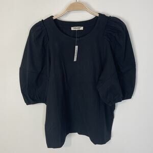 Madewell Black Puff-Sleeve Short-Sleeve Top